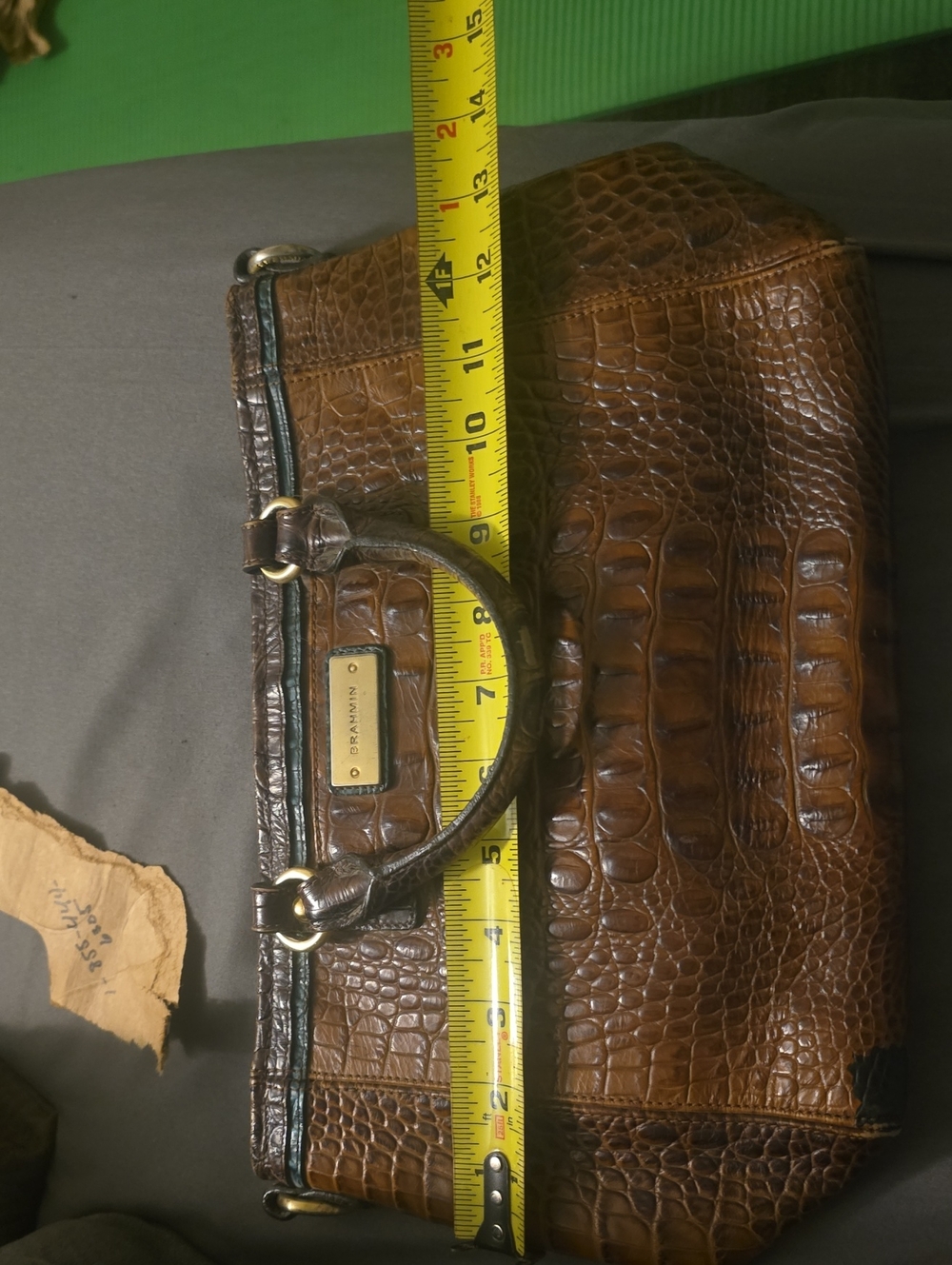 Brahmin Brown Croc-Embossed Leather Top-Handle Briefcase - Picture 6 of 6